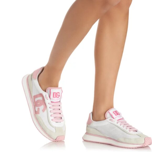 Dolce & Gabbana DG Cushion Low Top Sneakers in Bianco/Rosa